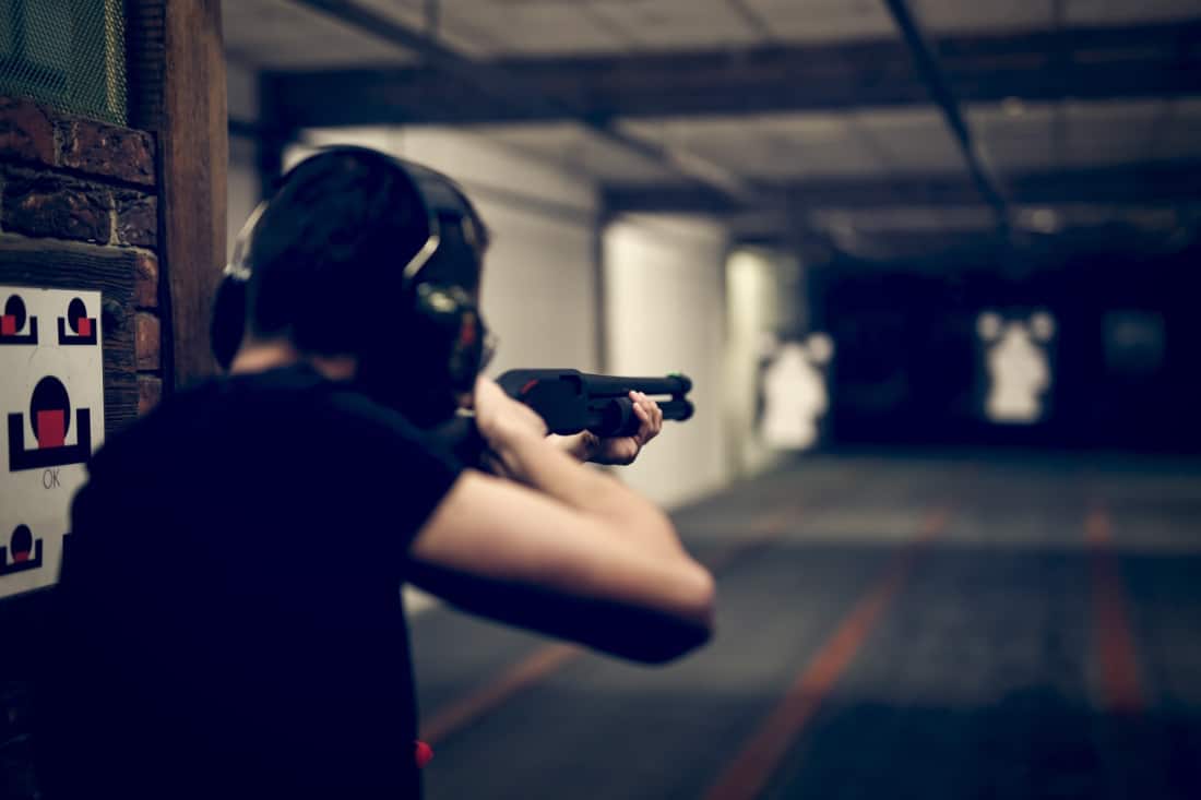 shooting shotgun down range